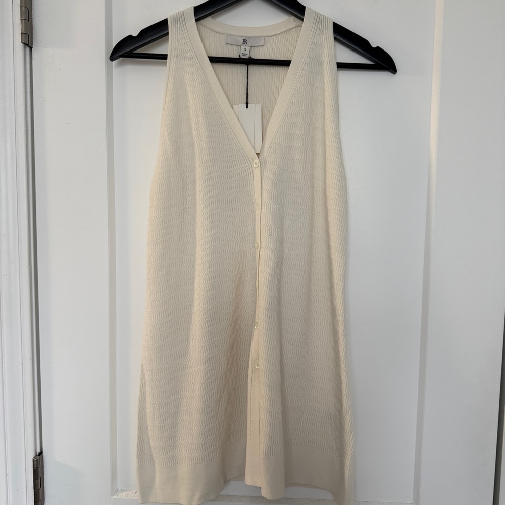 NWT Banana Republic Textured Knit Sleeveless Sweater Vest Button-Down Gilet - S